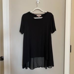 Black Short Sleeve Top with Shear Peplum in Back